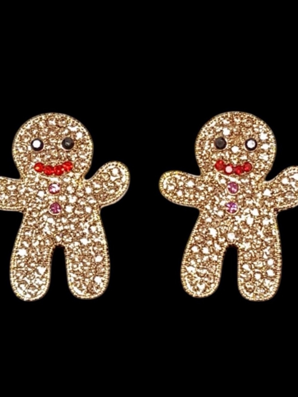 Gingerbread Man Glitter Earrings - Holiday Christmas Jewelry NWT